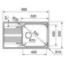 Evier à encastrer SMART SRL611-86L 860x500 1 grande cuve 1 petit égouttoir reversible vidage auto INOX DEKOR 640644