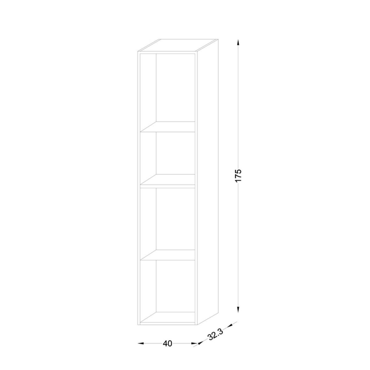 Caisse colonne ZEPHYR laque H175 x L40 cm sans porte finition gris souris soft Réf. 102012-2370-0175