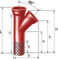 Embranchement Culotte simple à fût allongé SME 45° en fonte diamètre nominal 100-100mm Réf. 156015 PAM