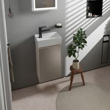 hansgrohe Xevolos E Lave-mains 360/250 avec plage de pose à gauche, sans trop plein, percé pour robinet, SmartClean, Blanc