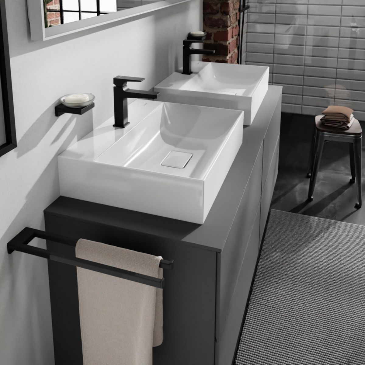 hansgrohe Xevolos E Lavabo à poser 600/480 sans trop plein, percé pour robinet, SmartClean, Blanc