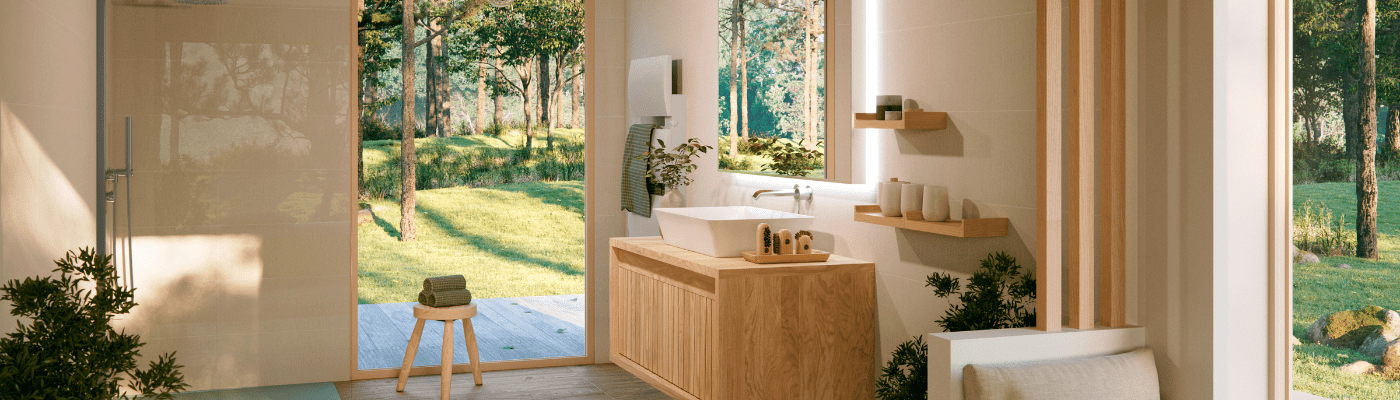 Salle de bain bois clair style nature 