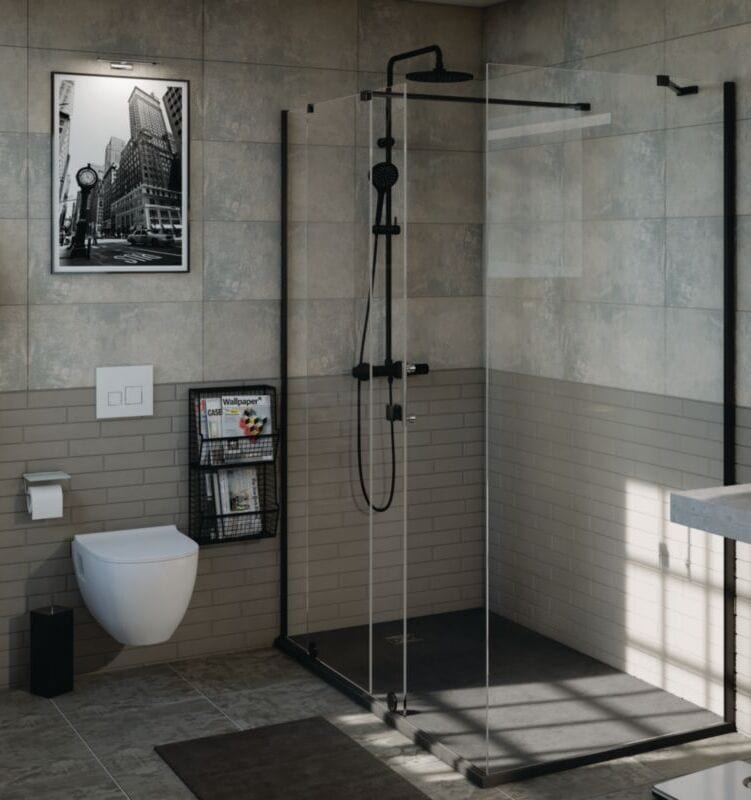 colonne de douche noire style industriel Envie de salle de bain CEDEO