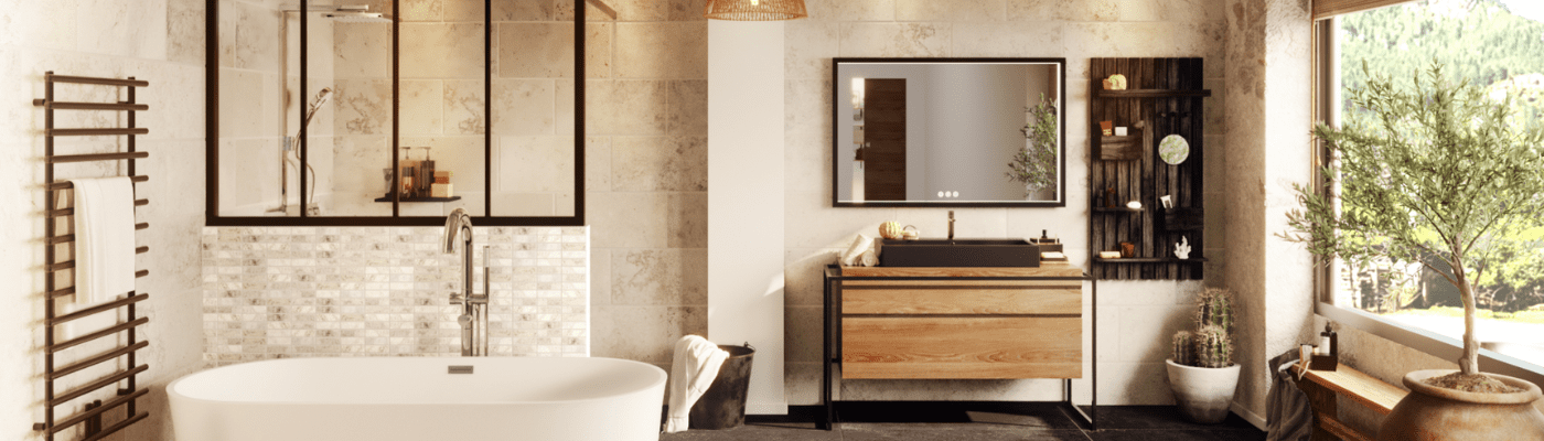 Alt : photo salle de bain beige Loft évasion