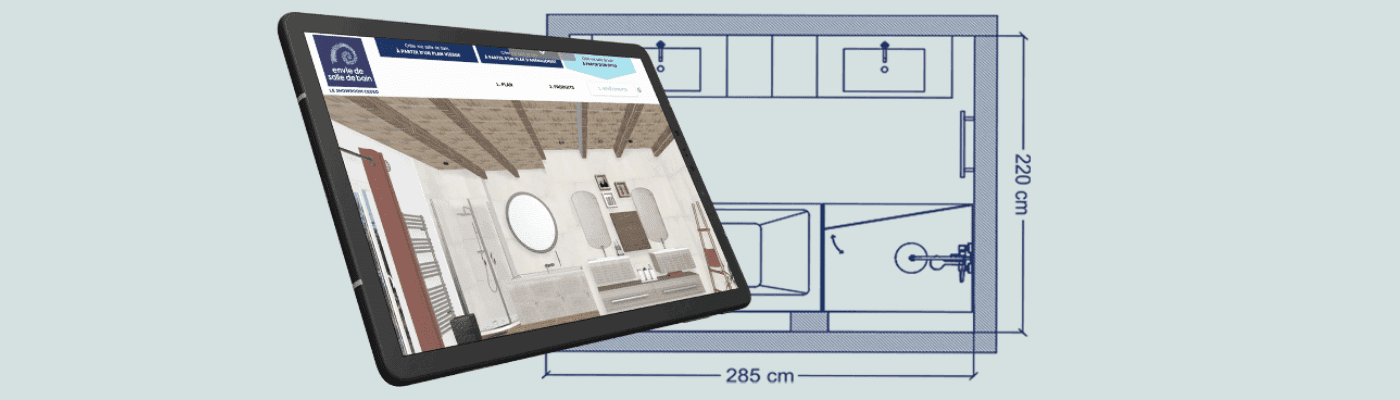 configurateur 3D pour agencer une grande salle de bain chez CEDEO