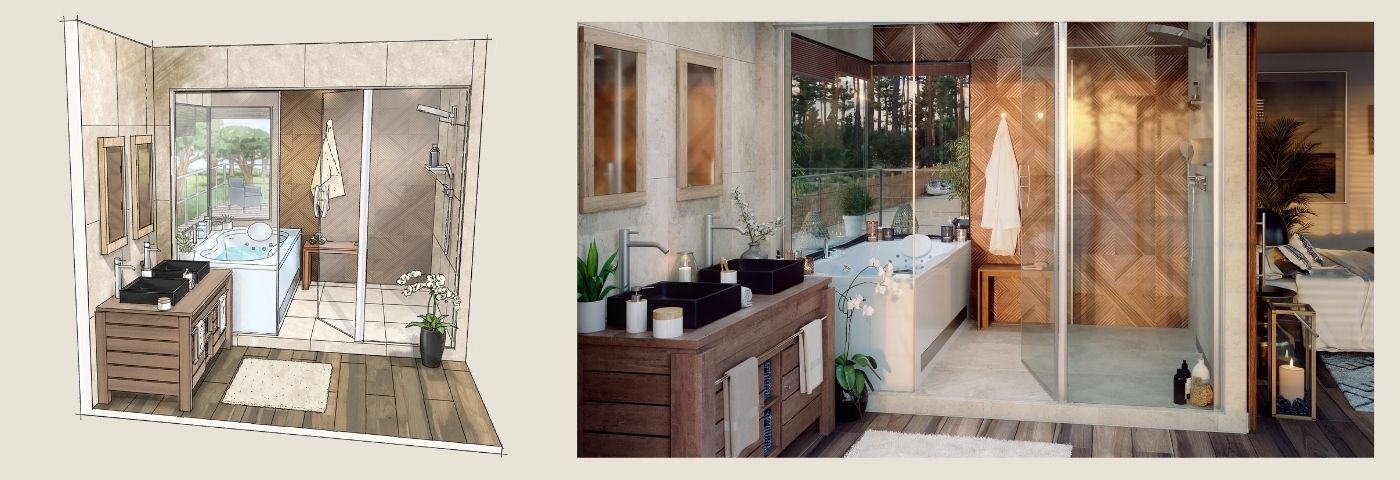 Projet de rénovation de salle de bain avec simulation dessin